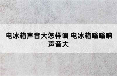 电冰箱声音大怎样调 电冰箱嗡嗡响声音大